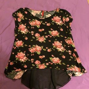 Black/Pink Floral Top